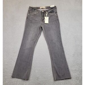 Indigo Saints Denim Jeans Women 27 4 Gray Distressed High Rise Flare Cropped NEW
